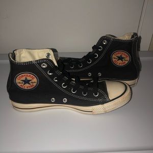Distressed black hi top Converse